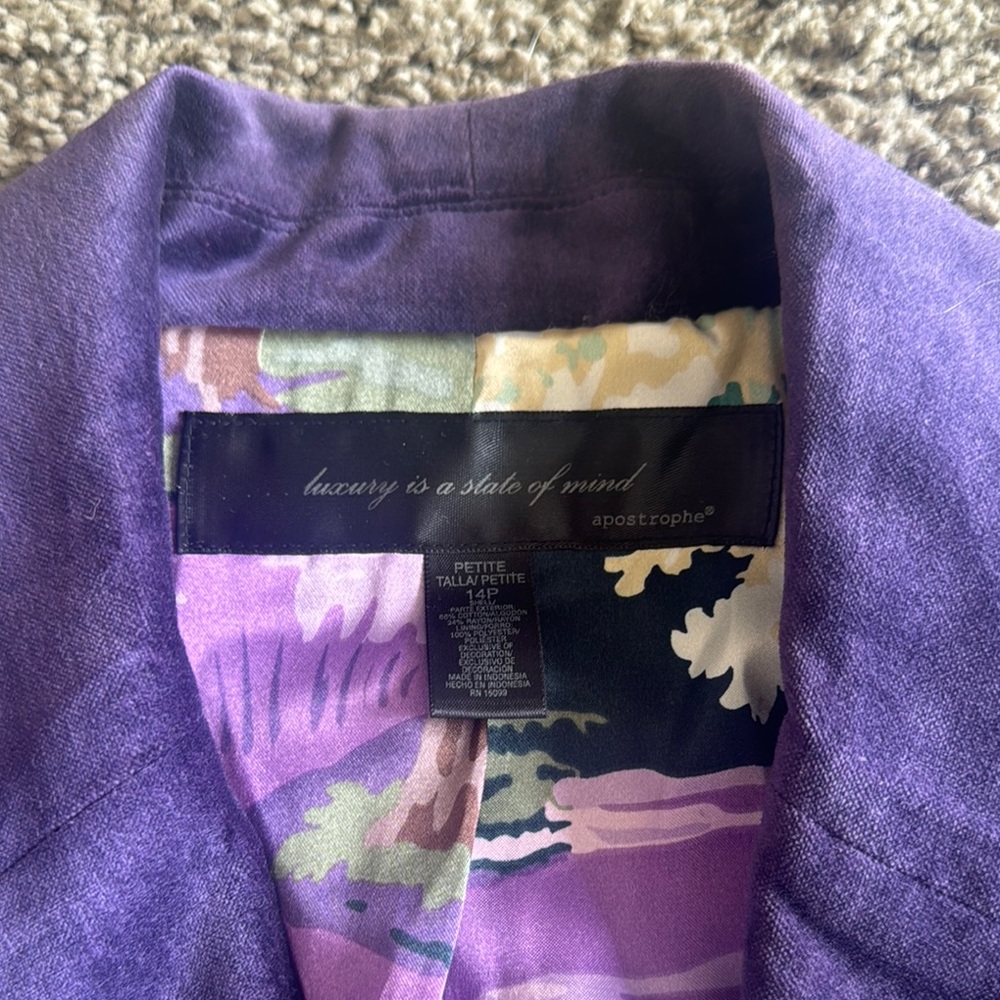 Apostrophe Purple Blazer with Artistic Lining